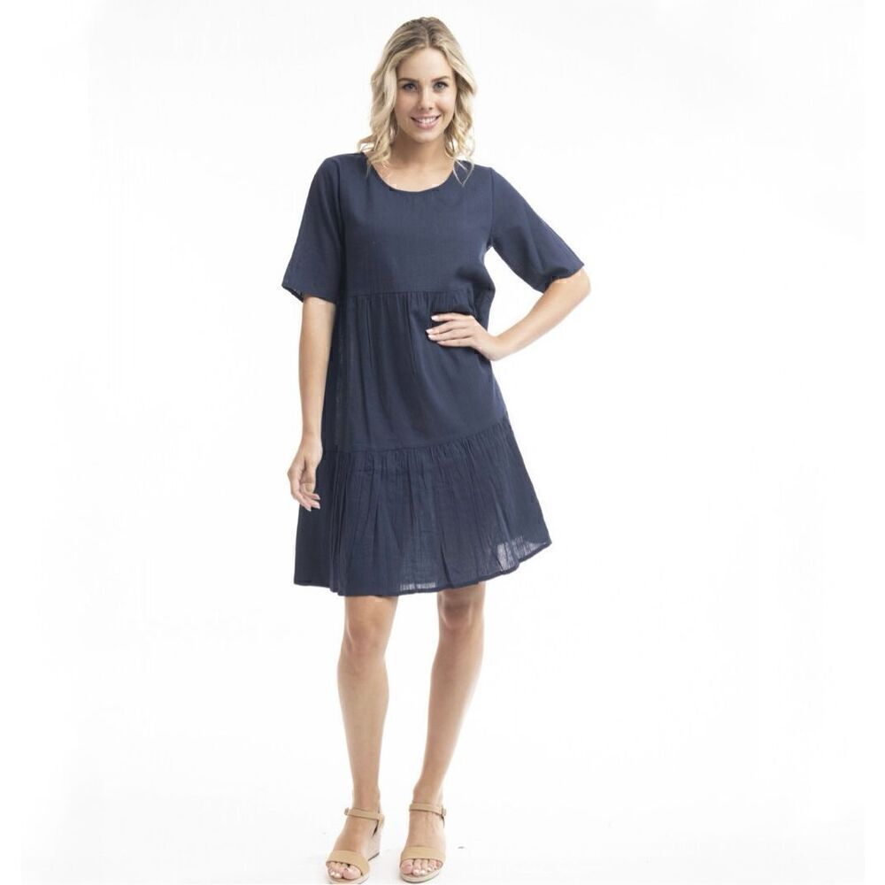 Orientique Naturally Australian Women’s Navy Organic Cotton Essentials Dress Lay